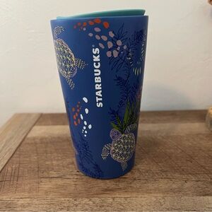 Starbucks 2021 Hawaii 12oz Blue Sea Turtle Moon Double Wall Ceramic Tumbler/Mug